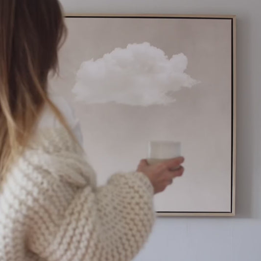 Contemplating Square Canvas - Beige