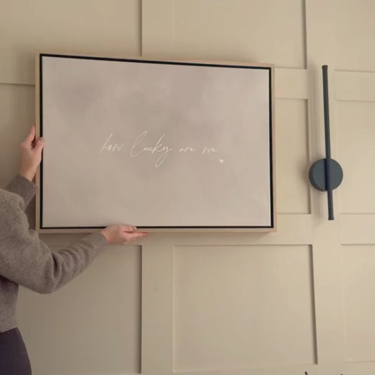 How Lucky Are We Framed Canvas - Neutral / Horizontal