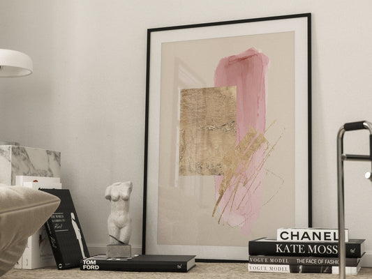 Greek Gold And Rose Abstract Wall Art Print