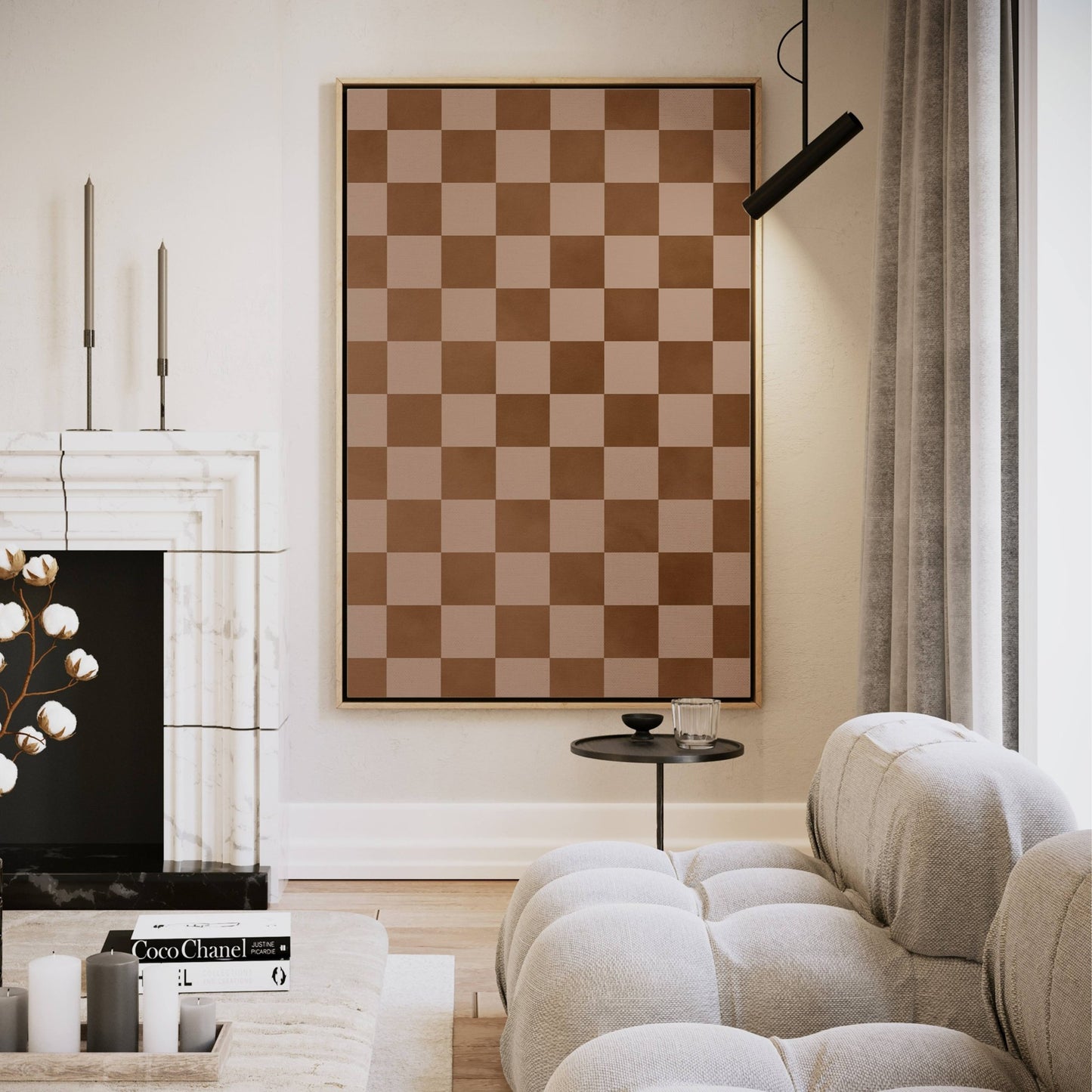 Rust Checkerboard Framed Canvas Duo - AureousHome