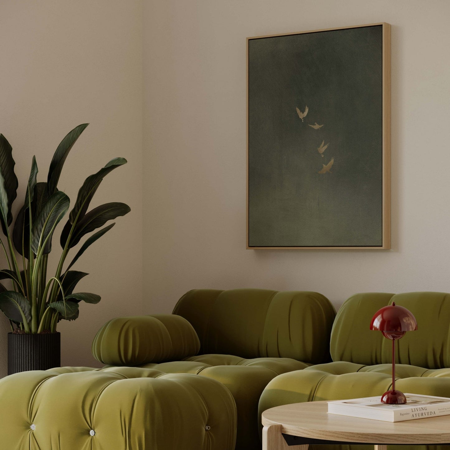 Sky Dance Framed Canvas - Earthy Green - AureousHome