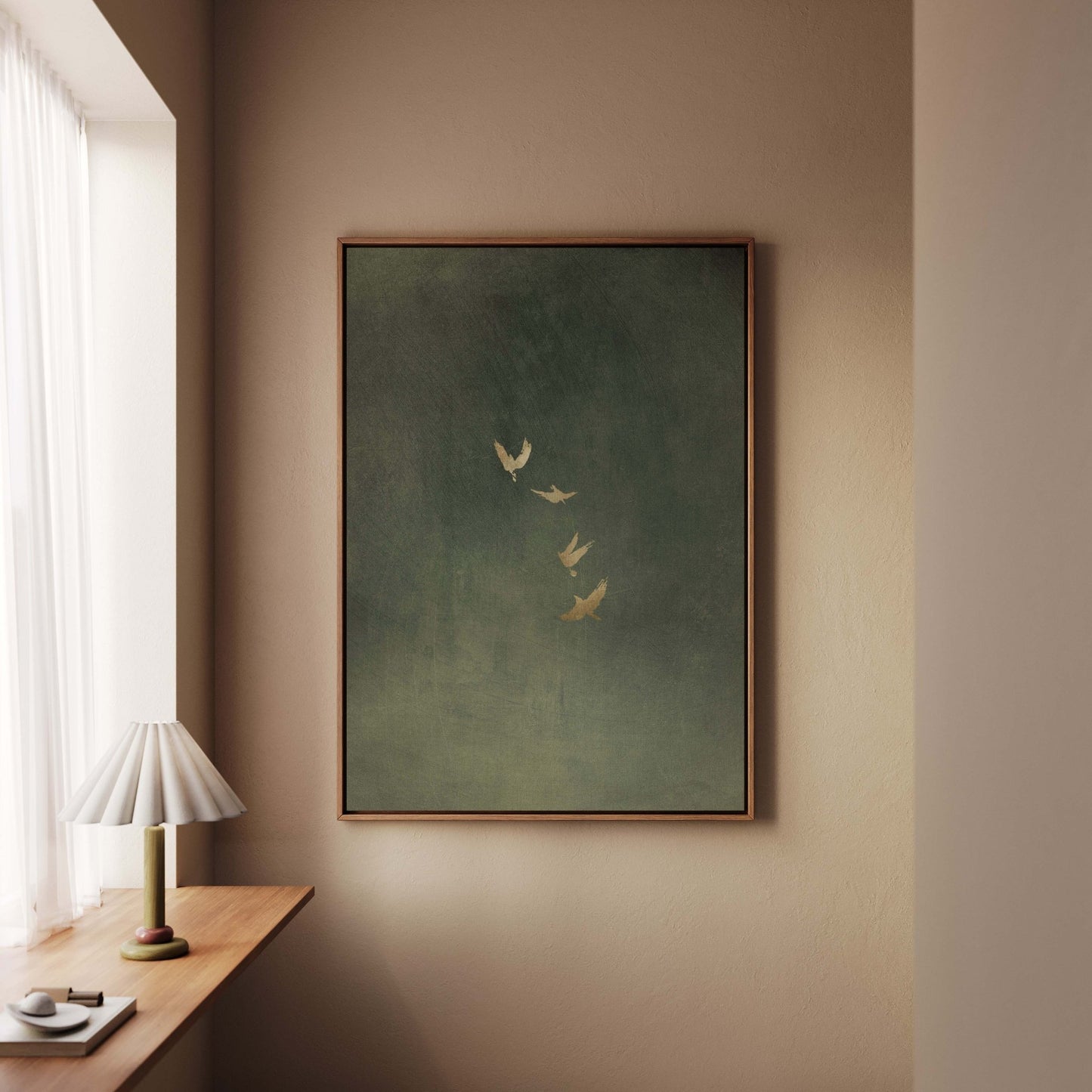 Sky Dance Framed Canvas - Earthy Green - AureousHome