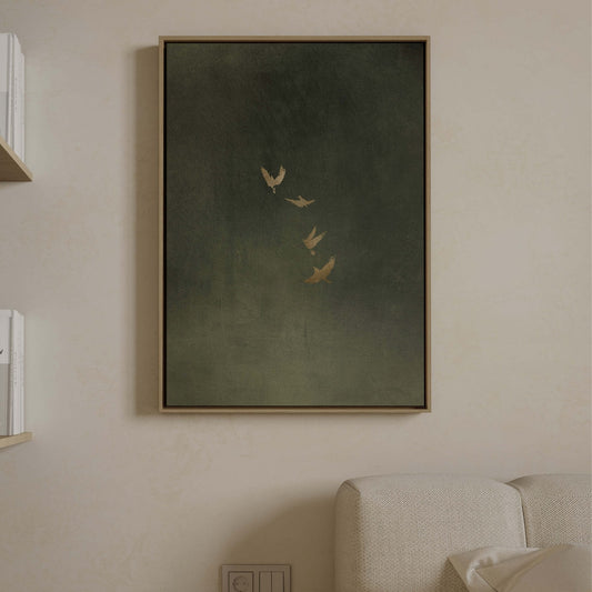 Sky Dance Framed Canvas - Earthy Green - AureousHome