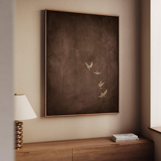Sky Dance Framed Canvas - Espresso Brown - AureousHome