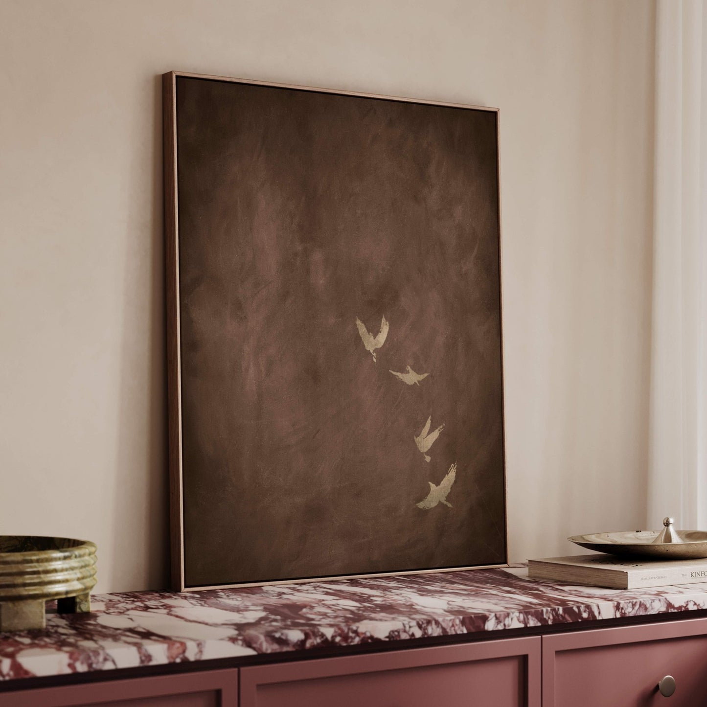 Sky Dance Framed Canvas - Espresso Brown - AureousHome