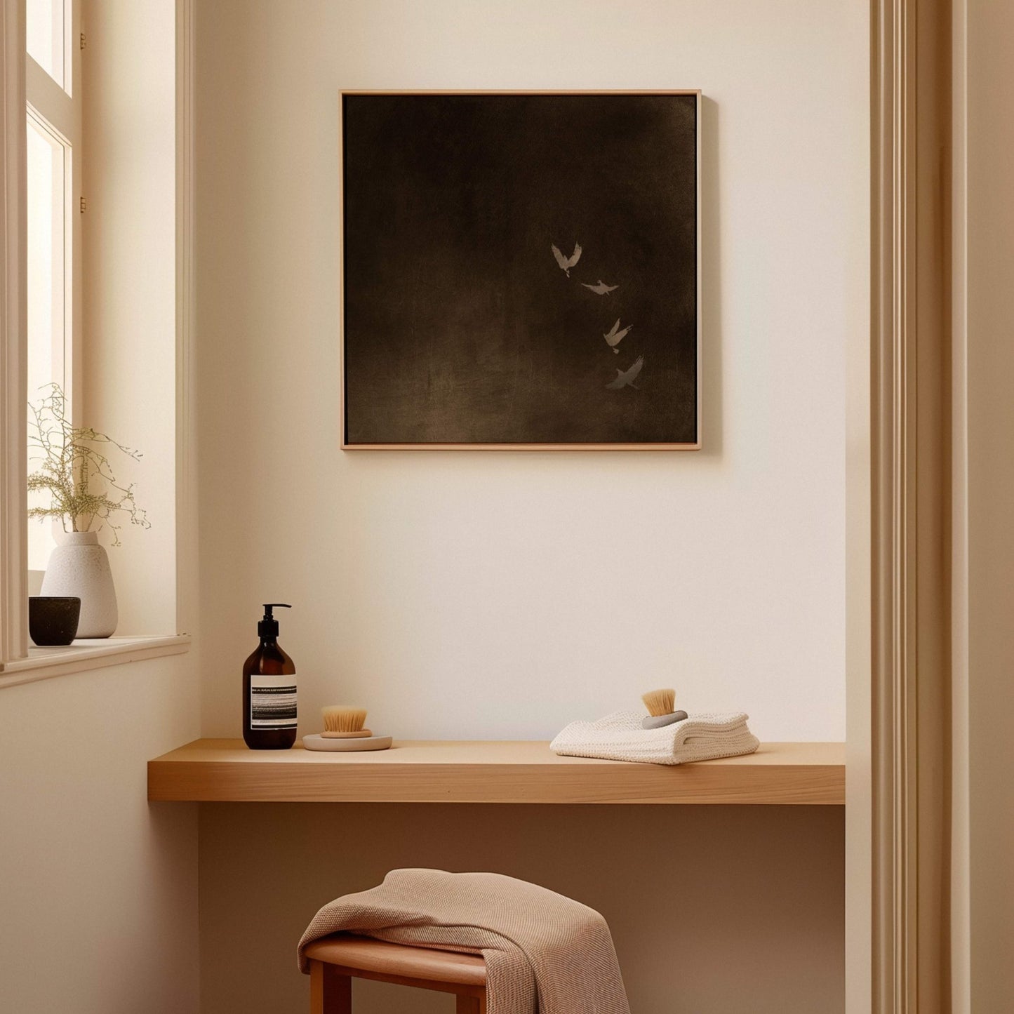 Sky Dance Framed Canvas - Sepia Brown - AureousHome