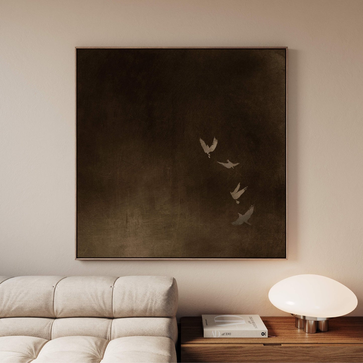 Sky Dance Framed Canvas - Sepia Brown - AureousHome