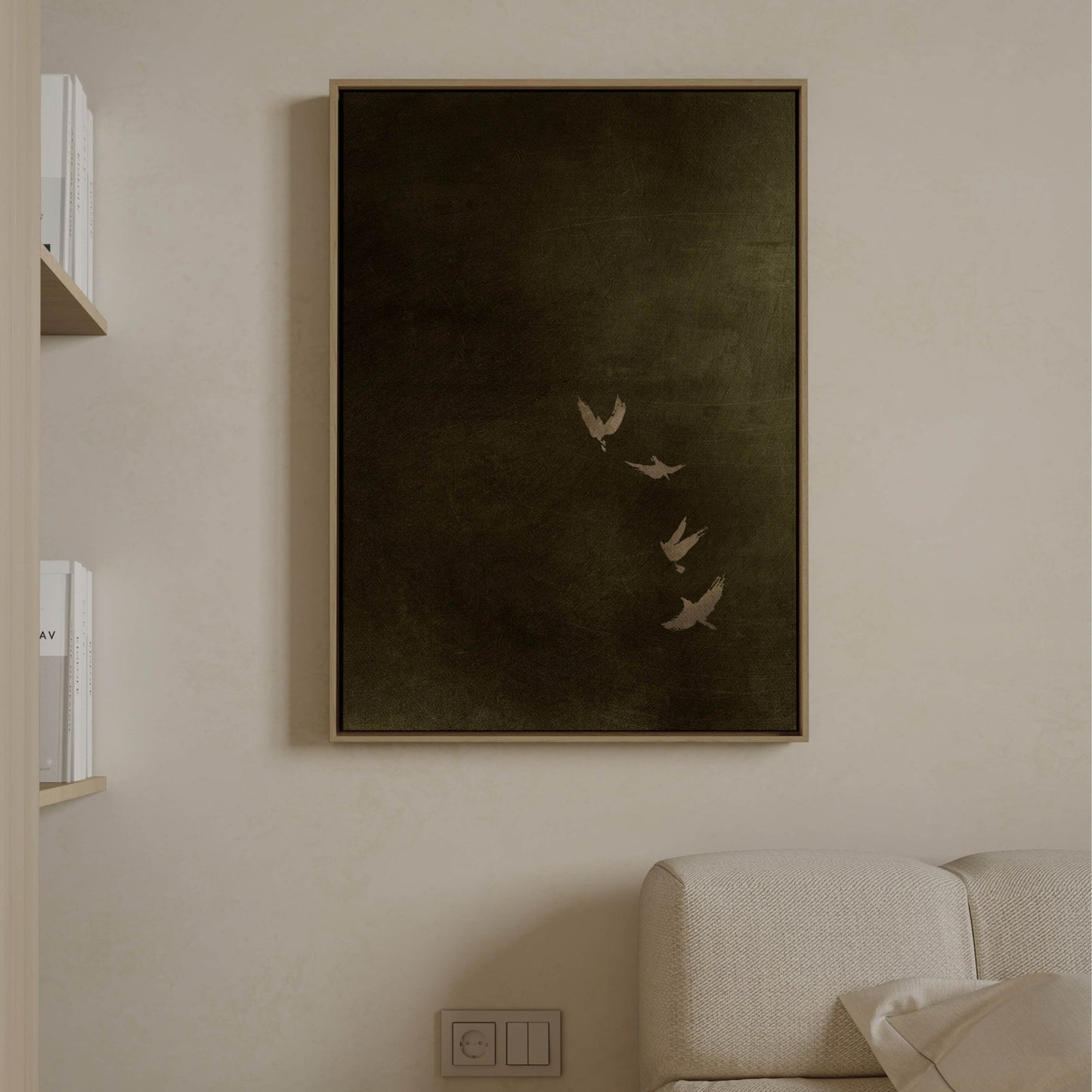 Sky Dance Framed Canvas - Smoky Olive - AureousHome