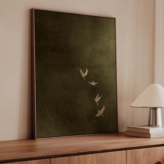 Sky Dance Framed Canvas - Smoky Olive - AureousHome