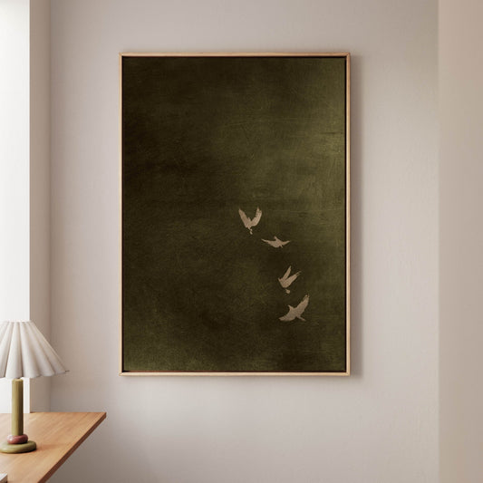 Sky Dance Framed Canvas - Smoky Olive - AureousHome