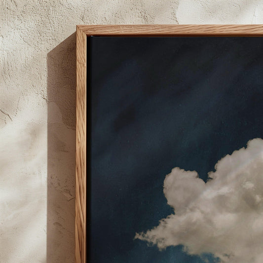 Skye Cloud Framed Canvas - Vintage Blue - AureousHome