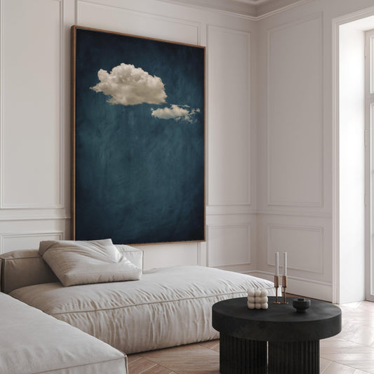 Skye Cloud Framed Canvas - Vintage Blue - AureousHome