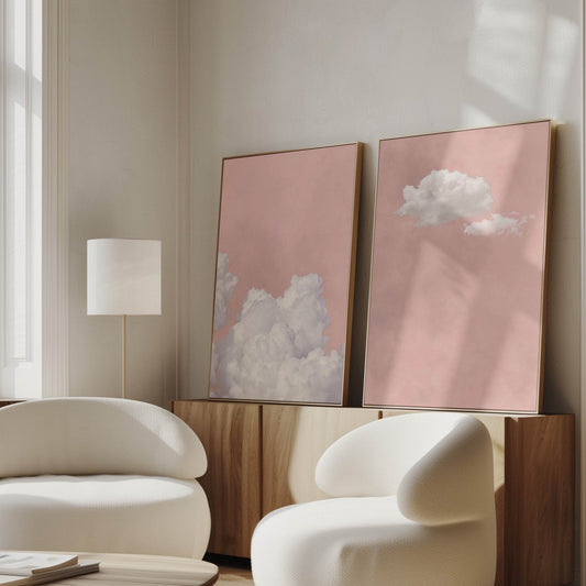 Skye Framed Canvas Duo - Blush - AureousHome