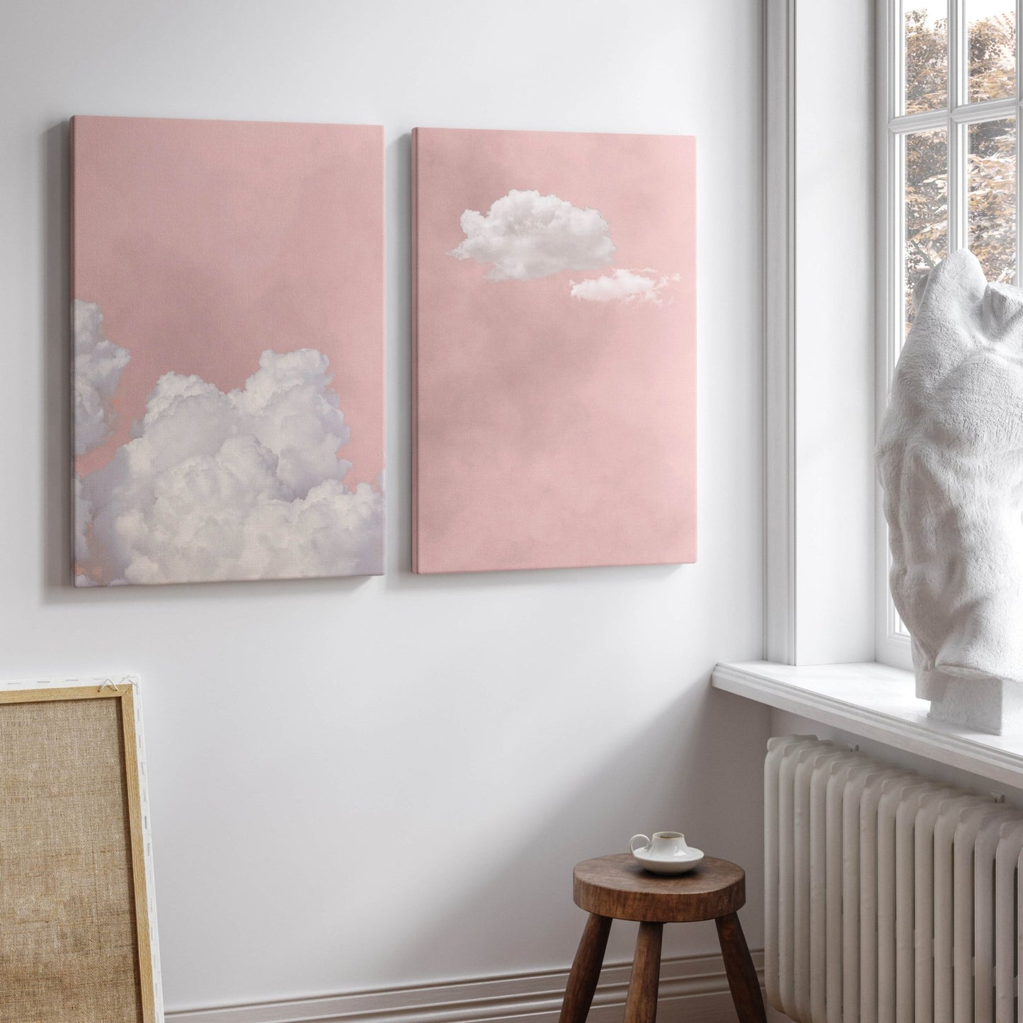 Skye Framed Canvas Duo - Blush - AureousHome