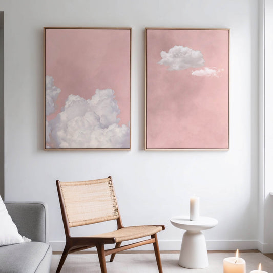 Skye Framed Canvas Duo - Blush - AureousHome