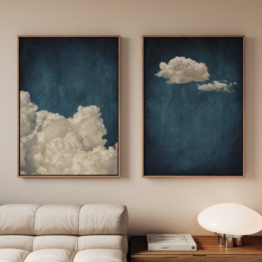 Skye Framed Canvas Duo - Vintage Blue - AureousHome