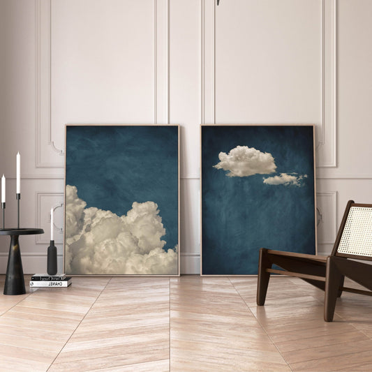 Skye Framed Canvas Duo - Vintage Blue - AureousHome