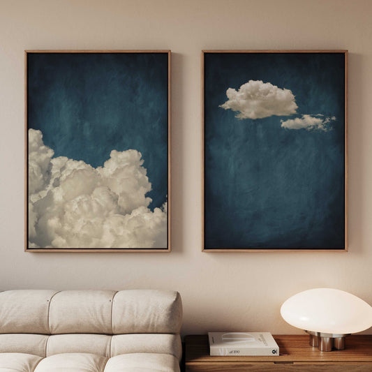 Skye Framed Canvas Duo - Vintage Blue - AureousHome