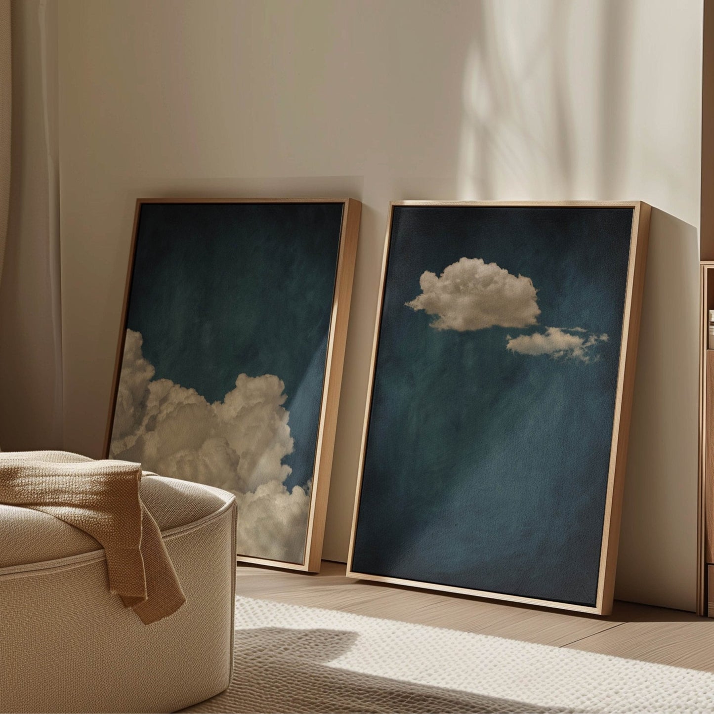 Skye Framed Canvas Duo - Vintage Blue - AureousHome