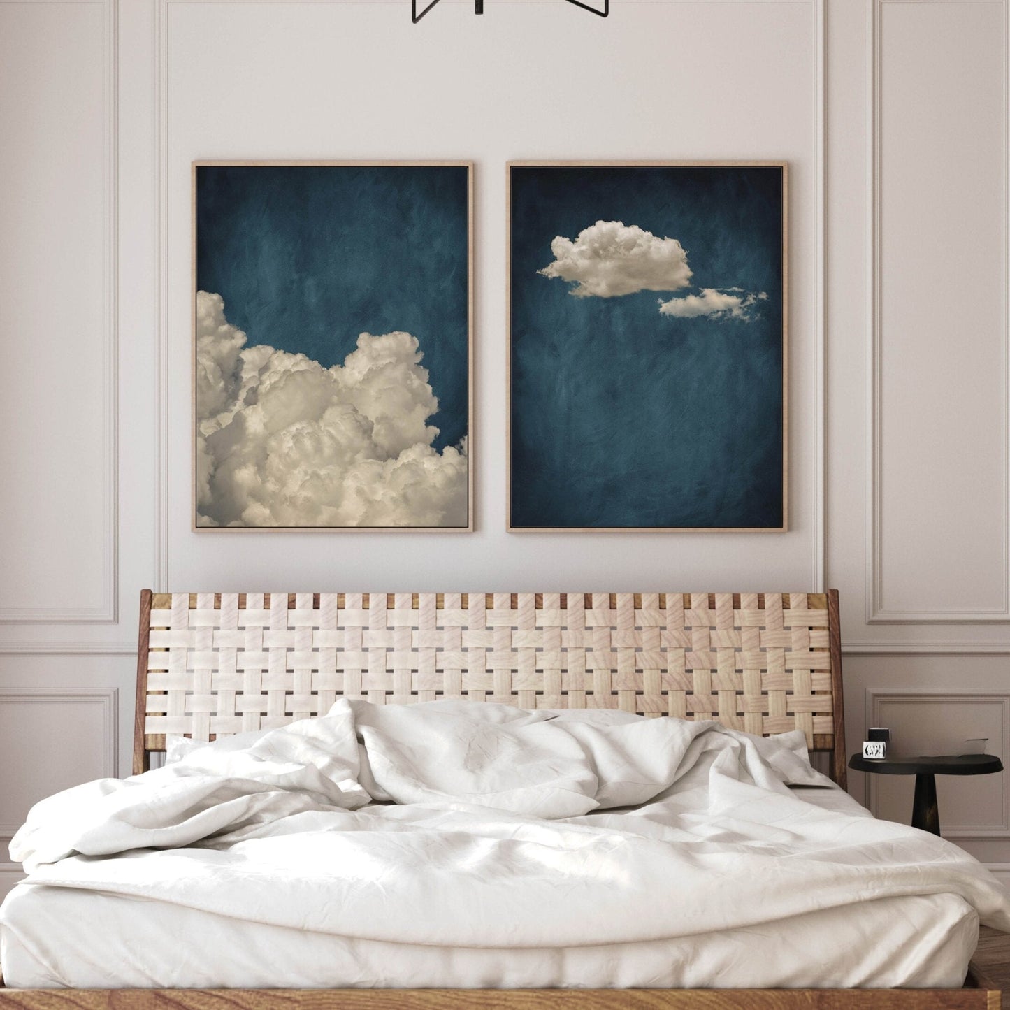 Skye Framed Canvas Duo - Vintage Blue - AureousHome