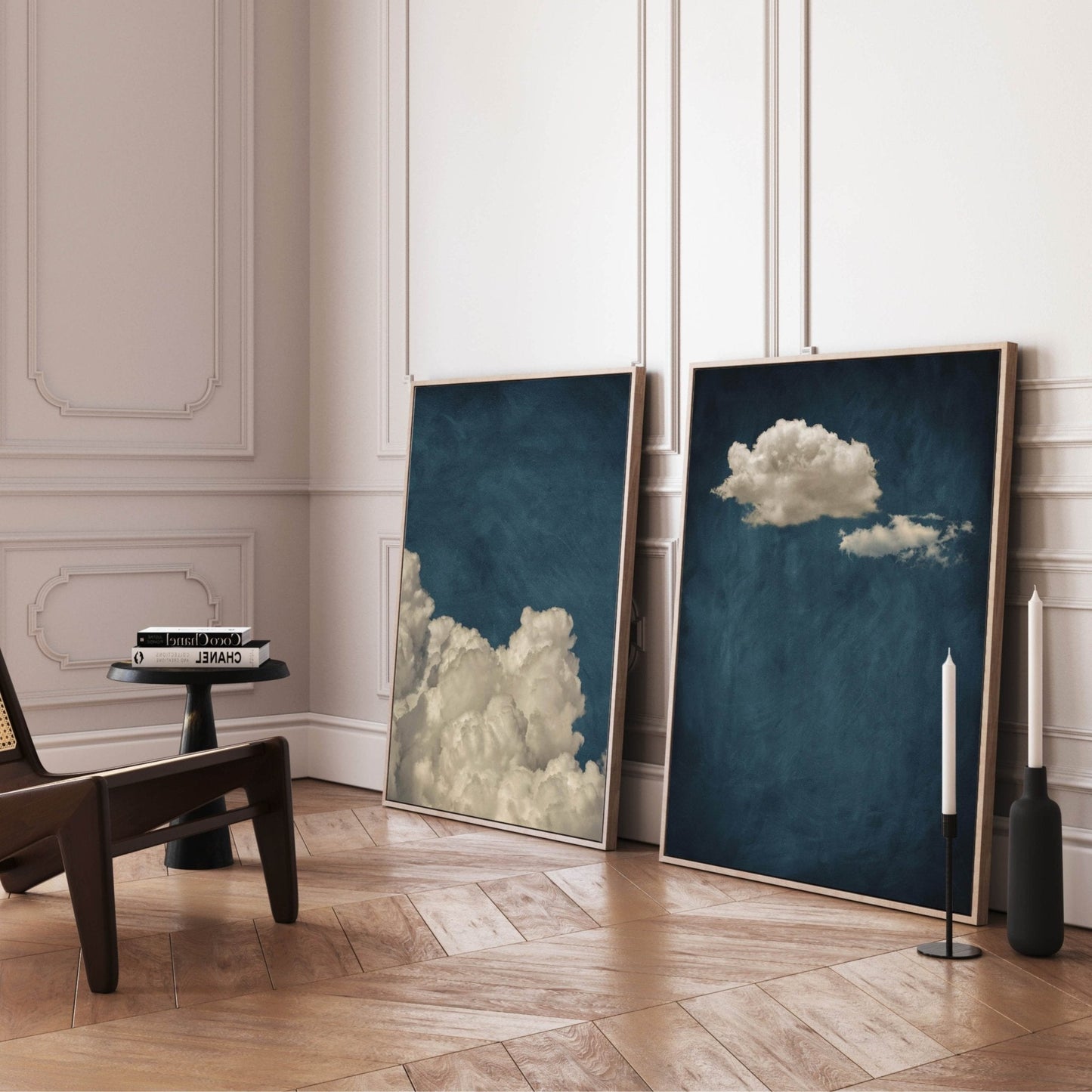 Skye Framed Canvas Duo - Vintage Blue - AureousHome