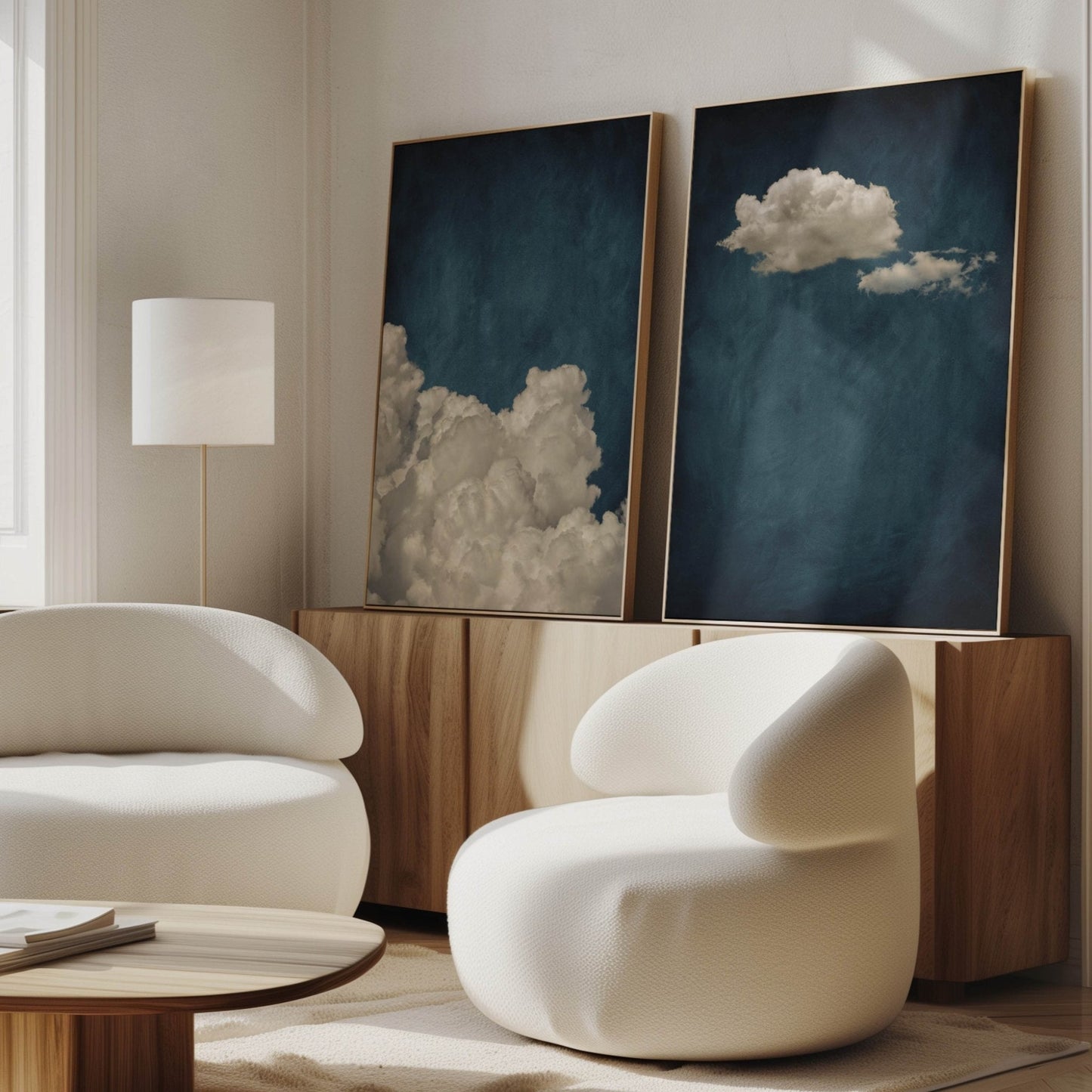 Skye Framed Canvas Duo - Vintage Blue - AureousHome