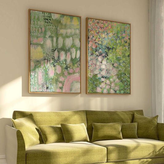 Soft Bloom Framed Canvas Duo - AureousHome