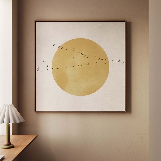 Soleil Framed Canvas - Ochre / Square - AureousHome