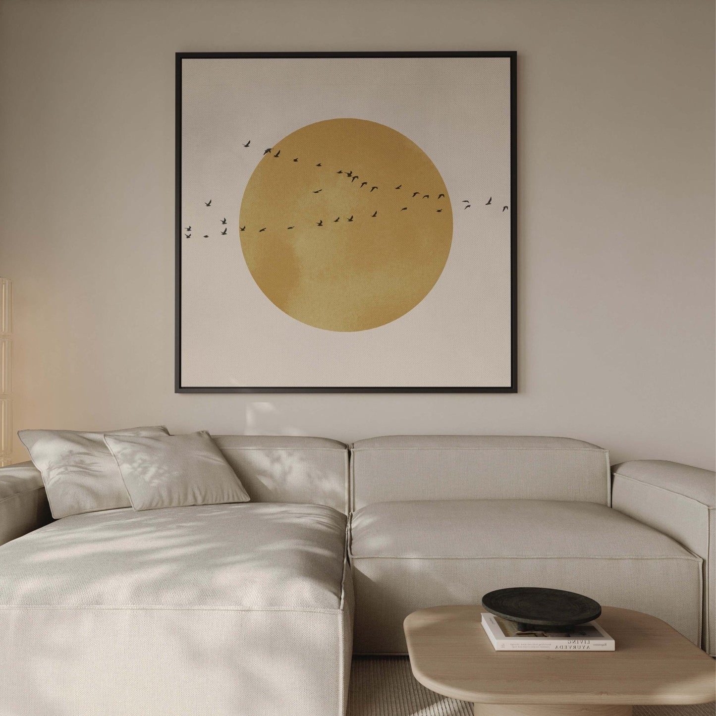 Soleil Framed Canvas - Ochre / Square - AureousHome