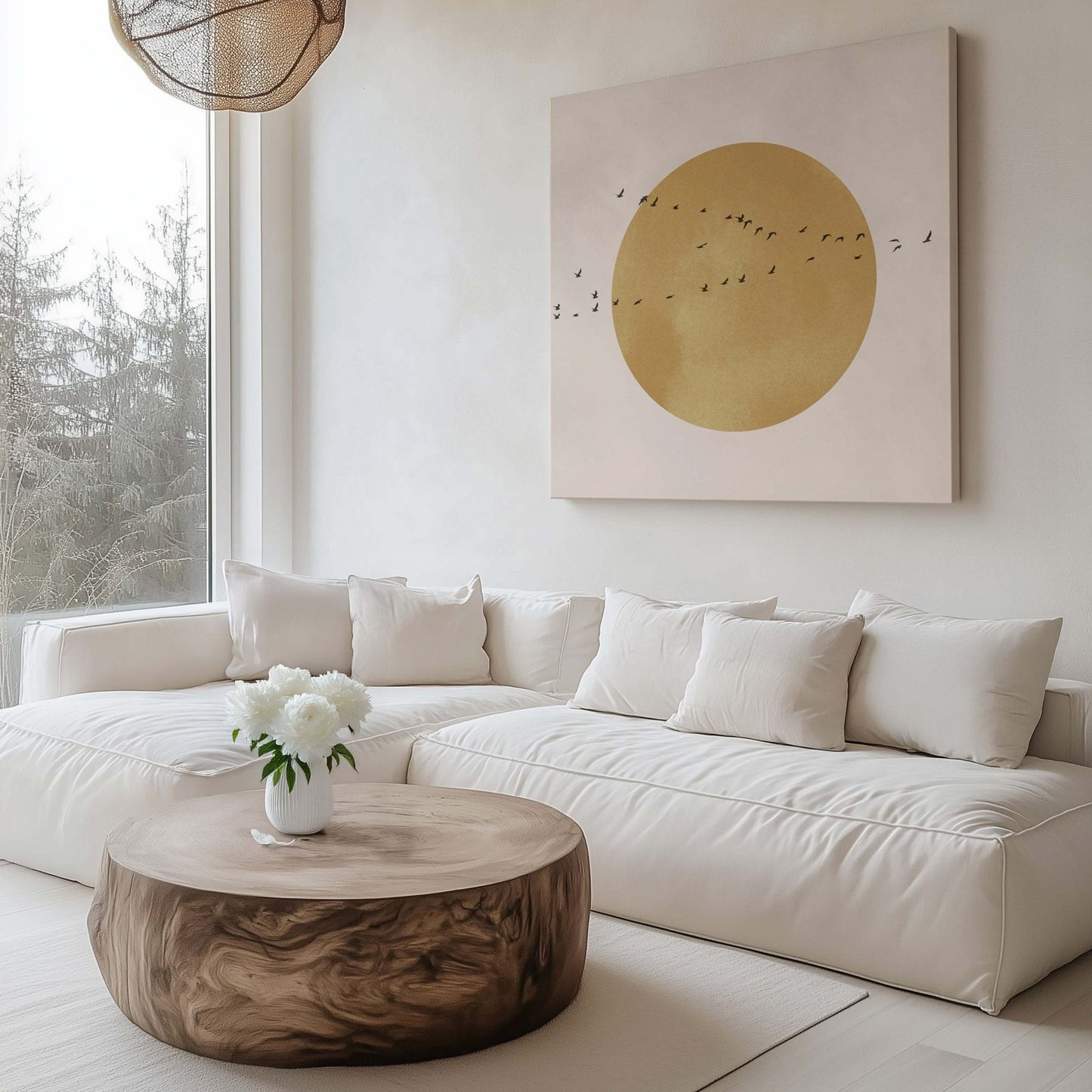 Soleil Framed Canvas - Ochre / Square - AureousHome