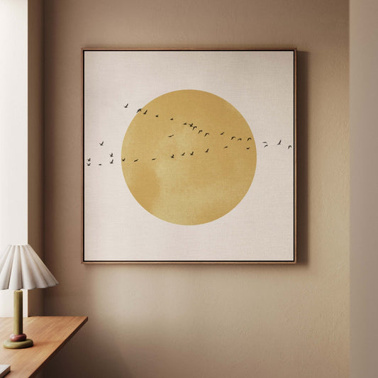 Soleil Framed Canvas - Ochre / Square - AureousHome