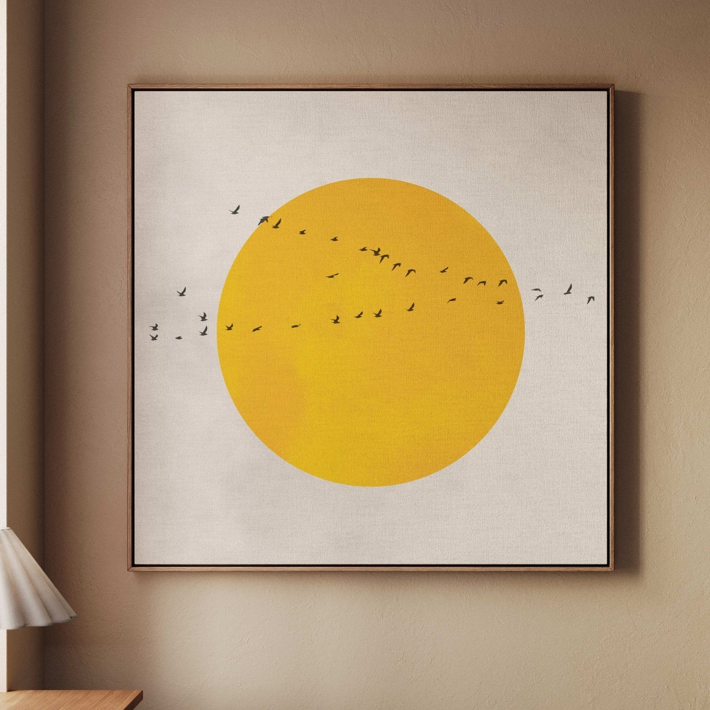 Soleil Square Framed Canvas - Yellow - AureousHome