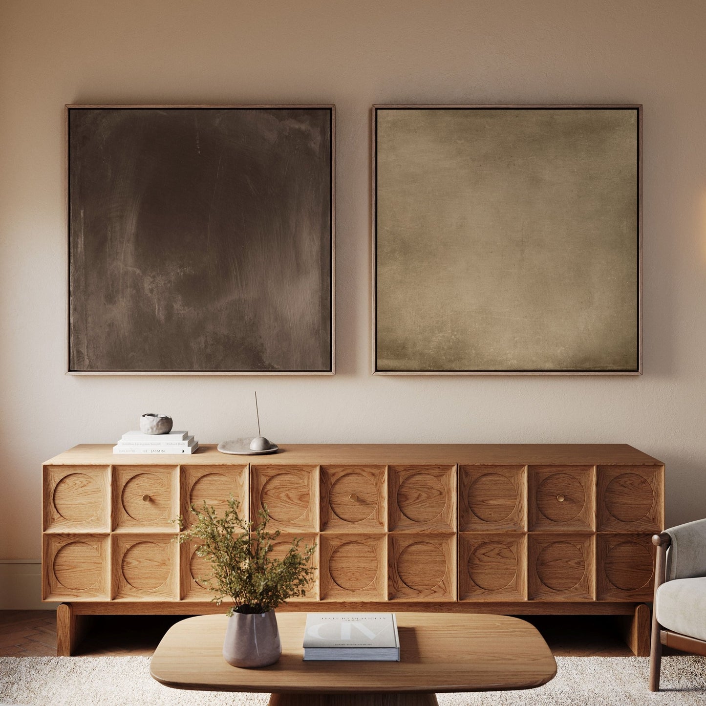 Still Earth Duo Square Framed Canvas Duo - AureousHome