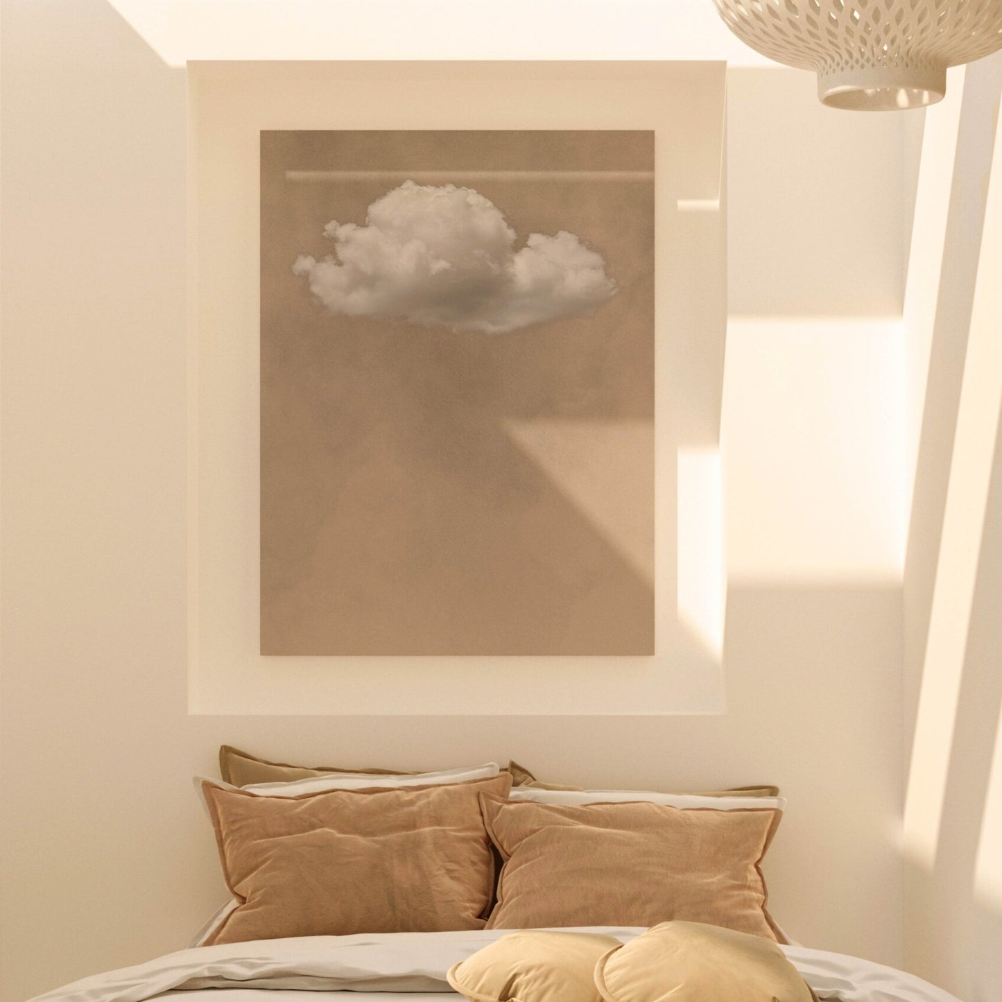 Storm Cloud Framed Canvas - Beige - AureousHome