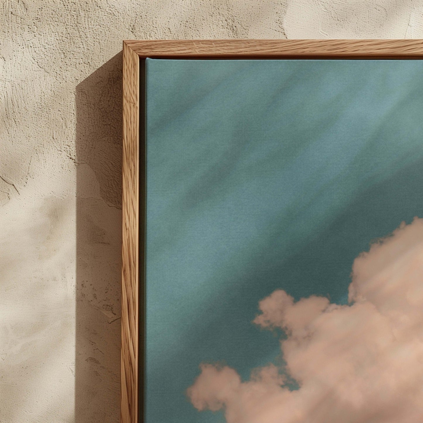 Storm Cloud Framed Canvas - Blue / Blush - AureousHome