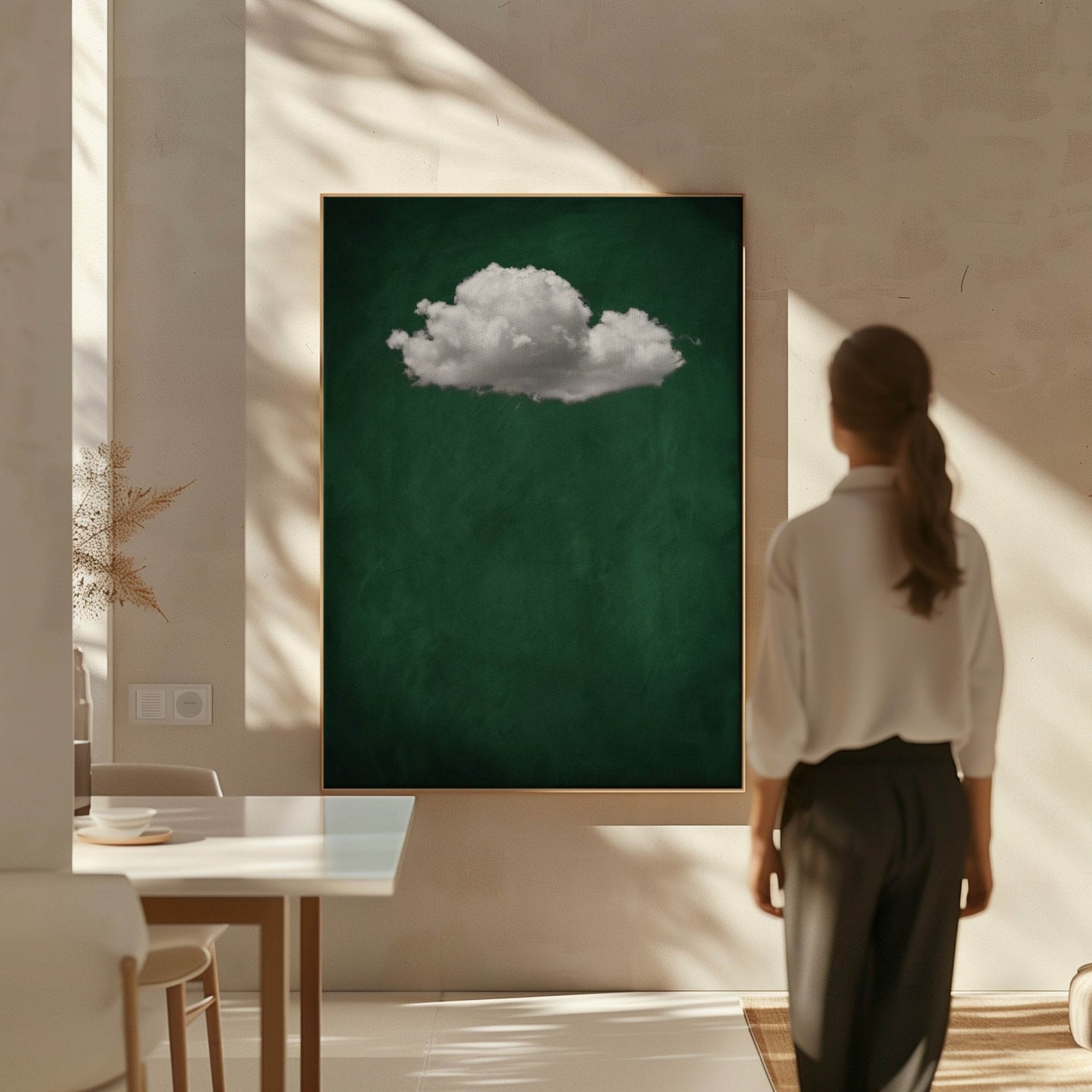 Storm Cloud Framed Canvas - Emerald - AureousHome