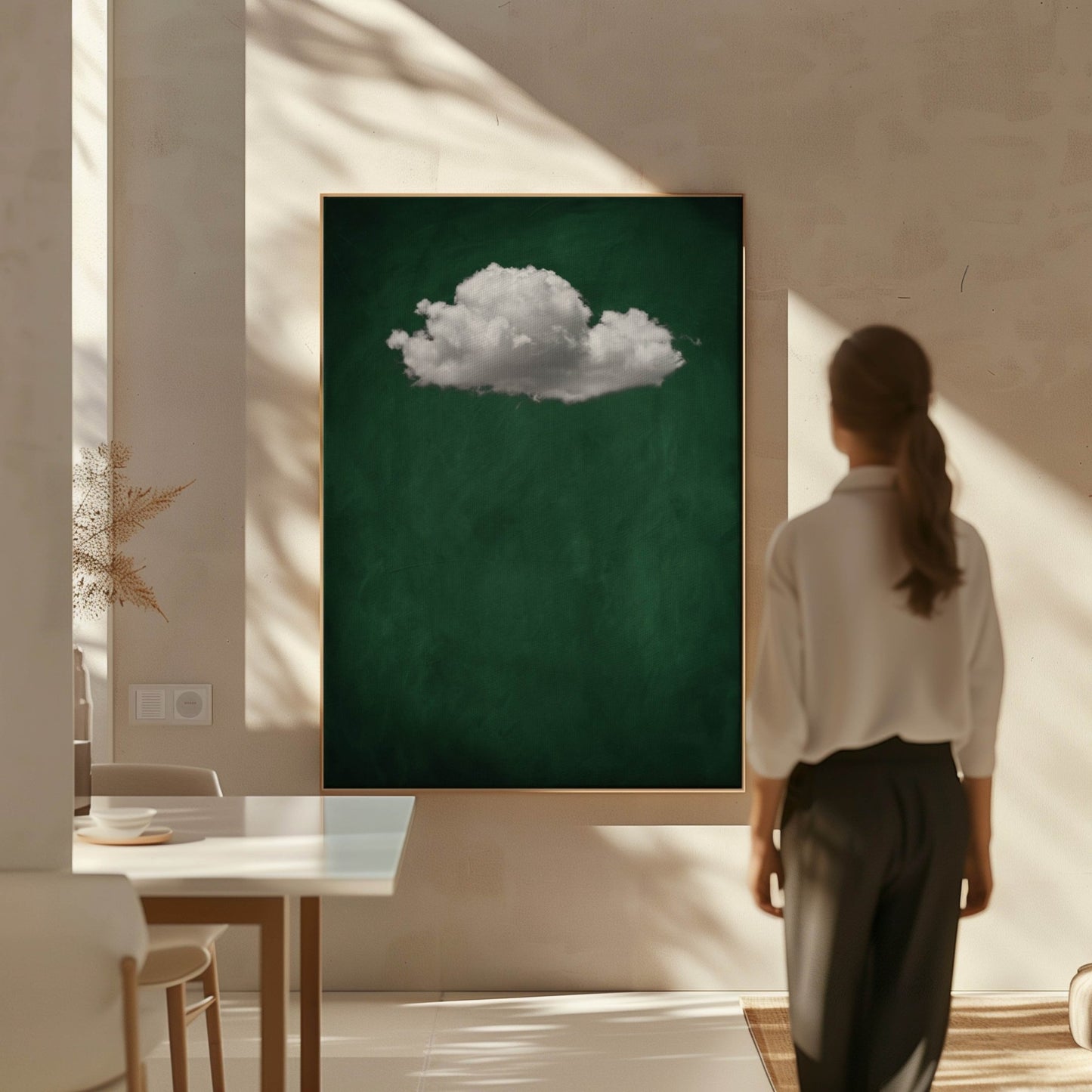 Storm Cloud Framed Canvas - Emerald - AureousHome