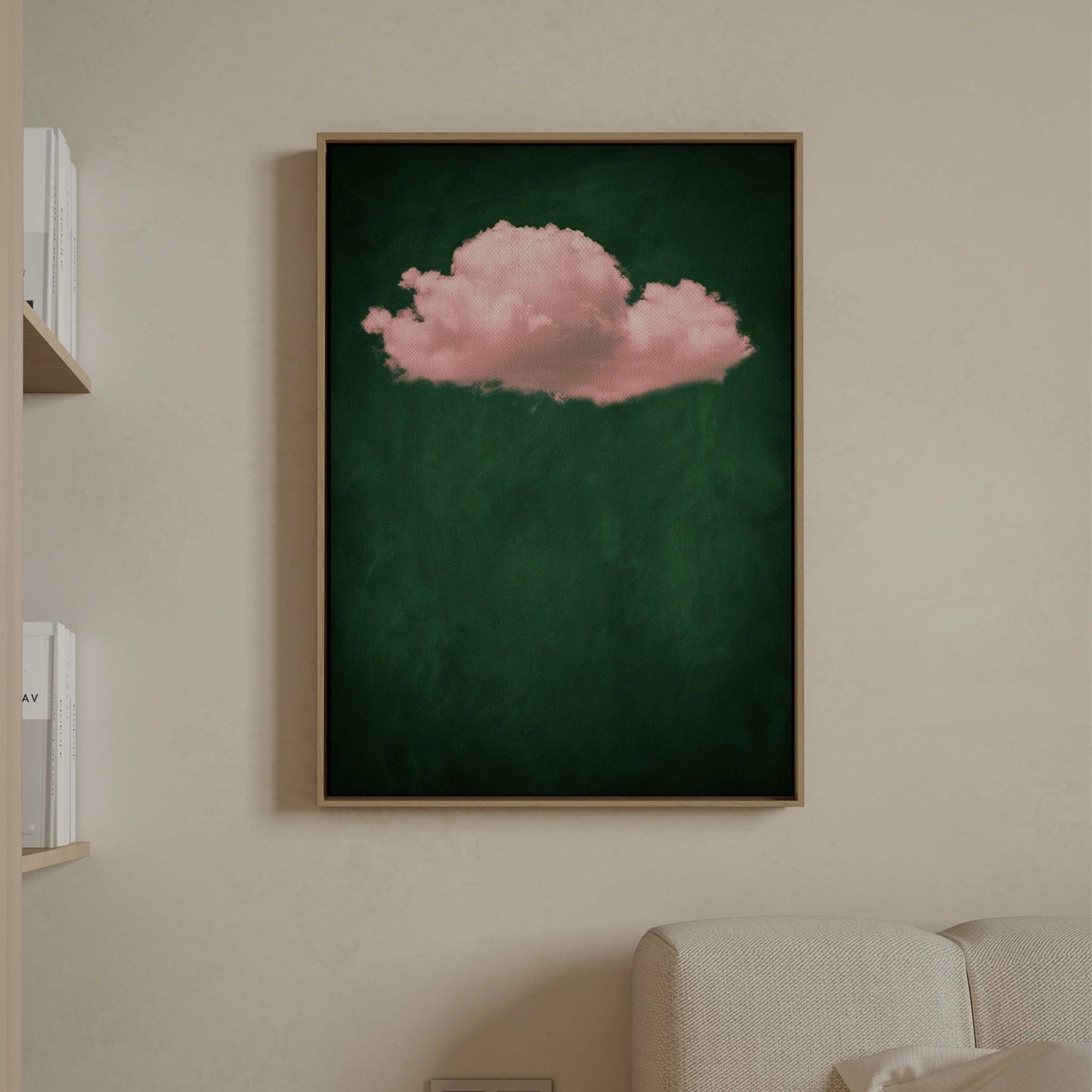 Storm Cloud Framed Canvas - Emerald / Pink - AureousHome