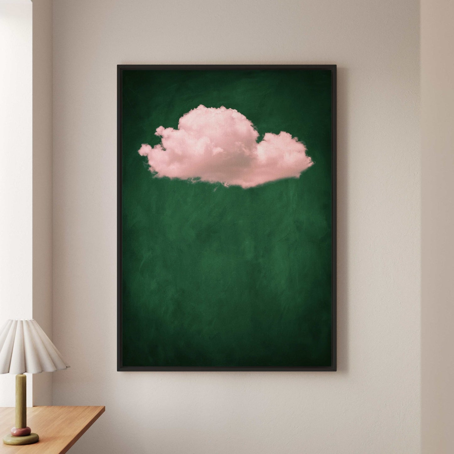 Storm Cloud Framed Canvas - Emerald / Pink - AureousHome