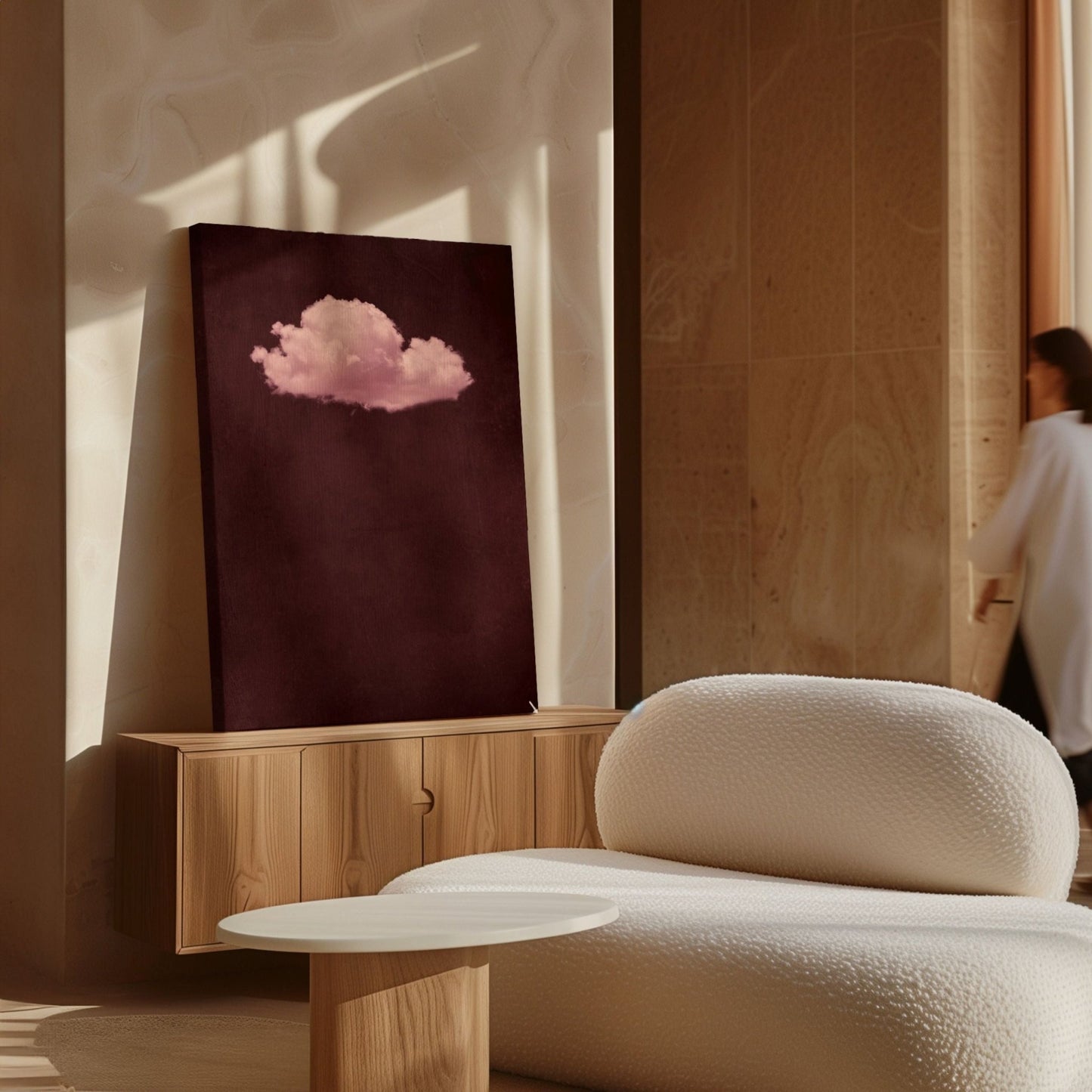 Storm Cloud Framed Canvas - Merlot / Pink - AureousHome