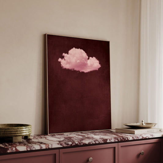 Storm Cloud Framed Canvas - Merlot / Pink - AureousHome