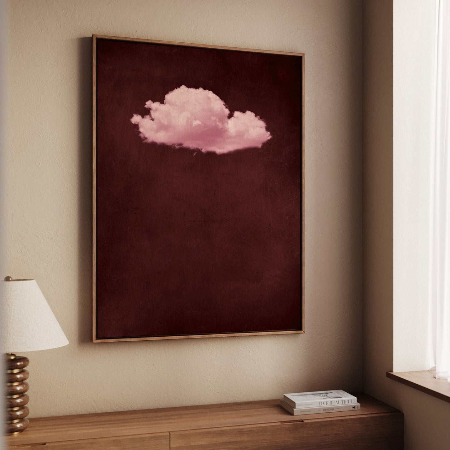Storm Cloud Framed Canvas - Merlot / Pink - AureousHome