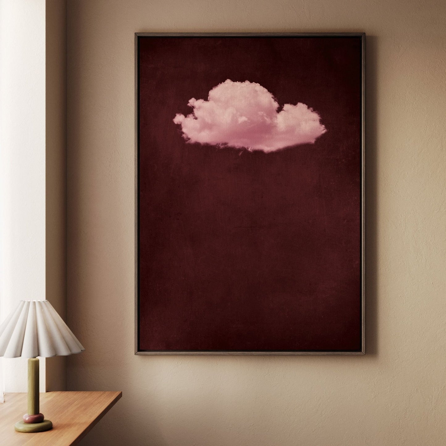 Storm Cloud Framed Canvas - Merlot / Pink - AureousHome