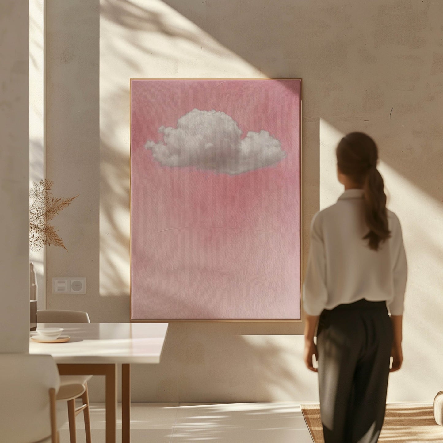 Storm Cloud Framed Canvas - Pink - AureousHome