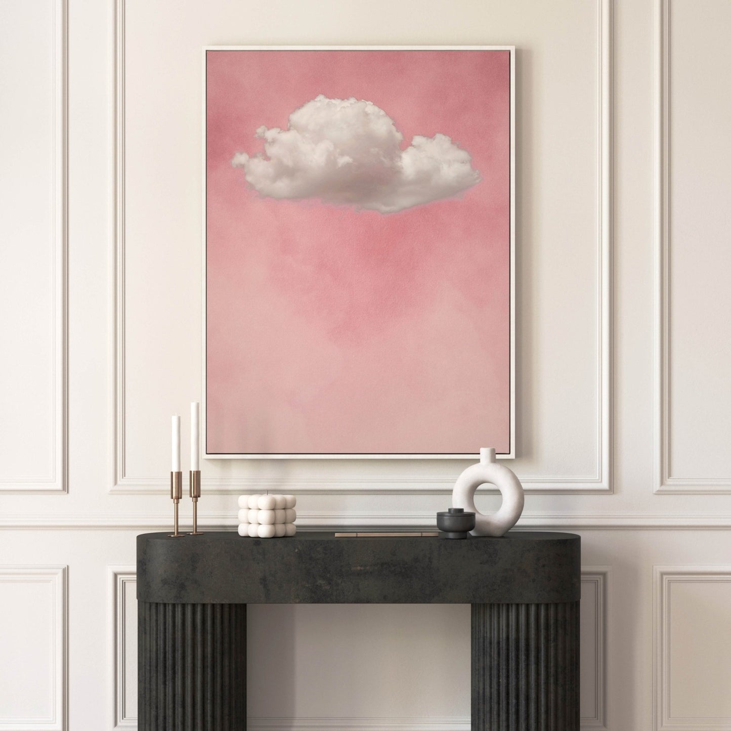 Storm Cloud Framed Canvas - Pink - AureousHome