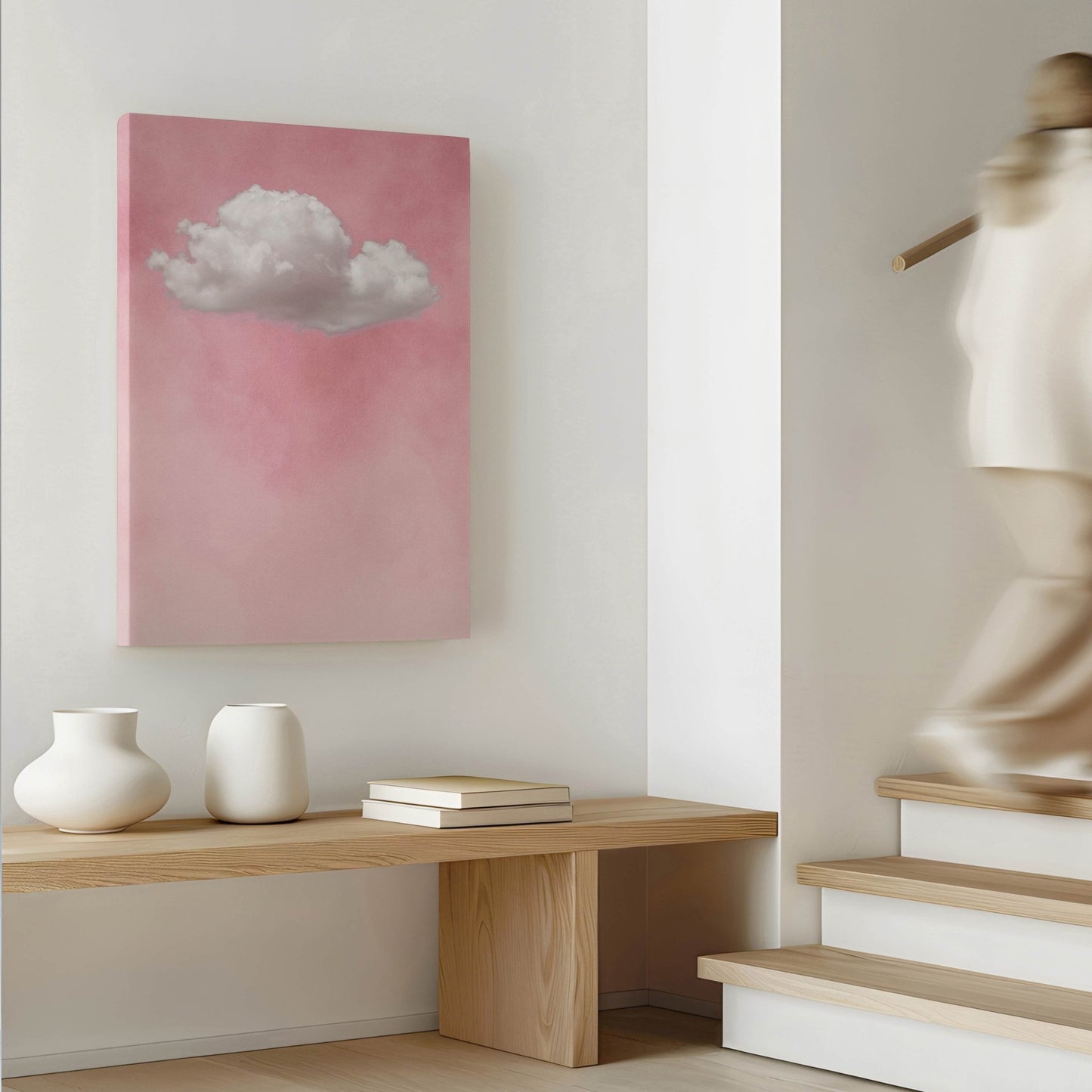 Storm Cloud Framed Canvas - Pink - AureousHome