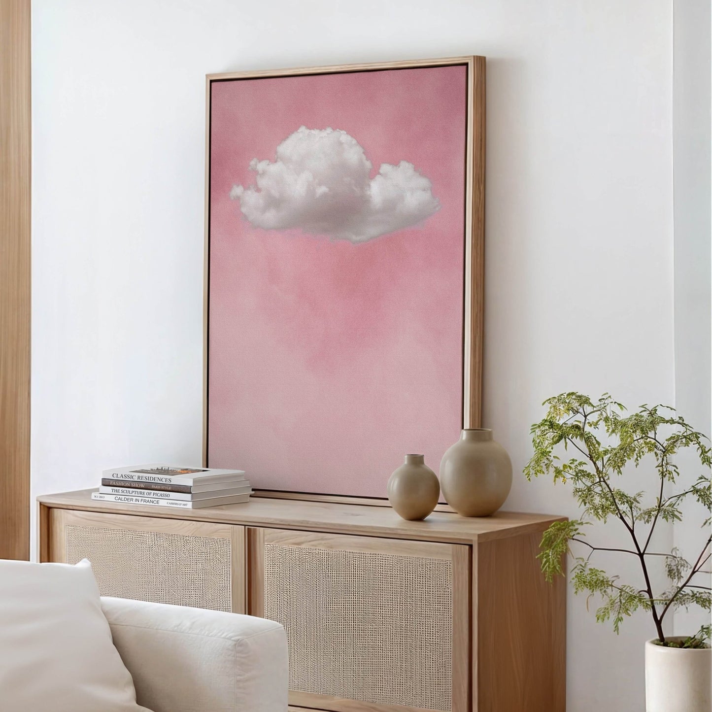 Storm Cloud Framed Canvas - Pink - AureousHome