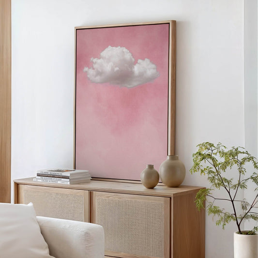 Storm Cloud Framed Canvas - Pink - AureousHome