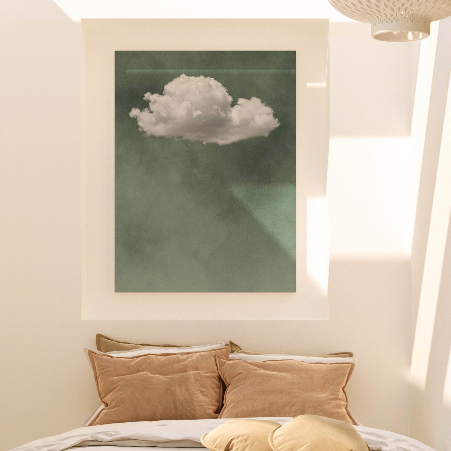 Storm Cloud Framed Canvas - Sage - AureousHome