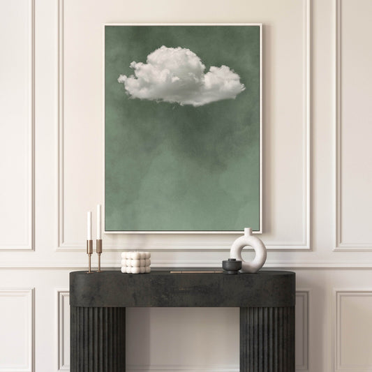 Storm Cloud Framed Canvas - Sage - AureousHome